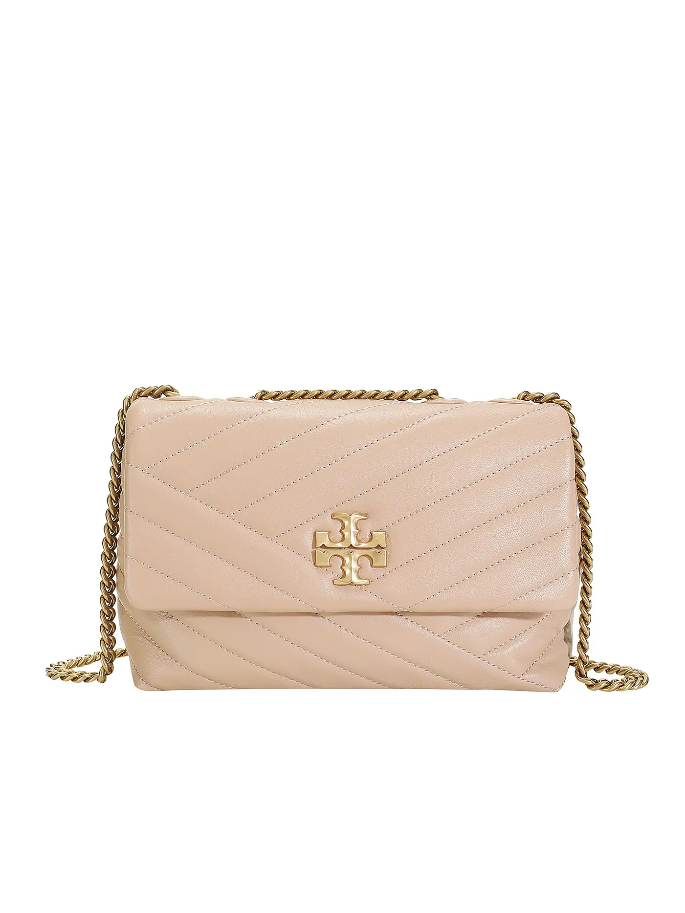 TORY BURCH | Ledertasche - Schultertasche KIRA CHEVRON Small | beige